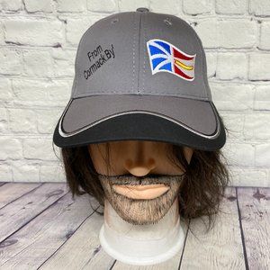 Vintage Hat Cap Strap Back Gray Black From Cormack By Flag Embroidered AJM 90s